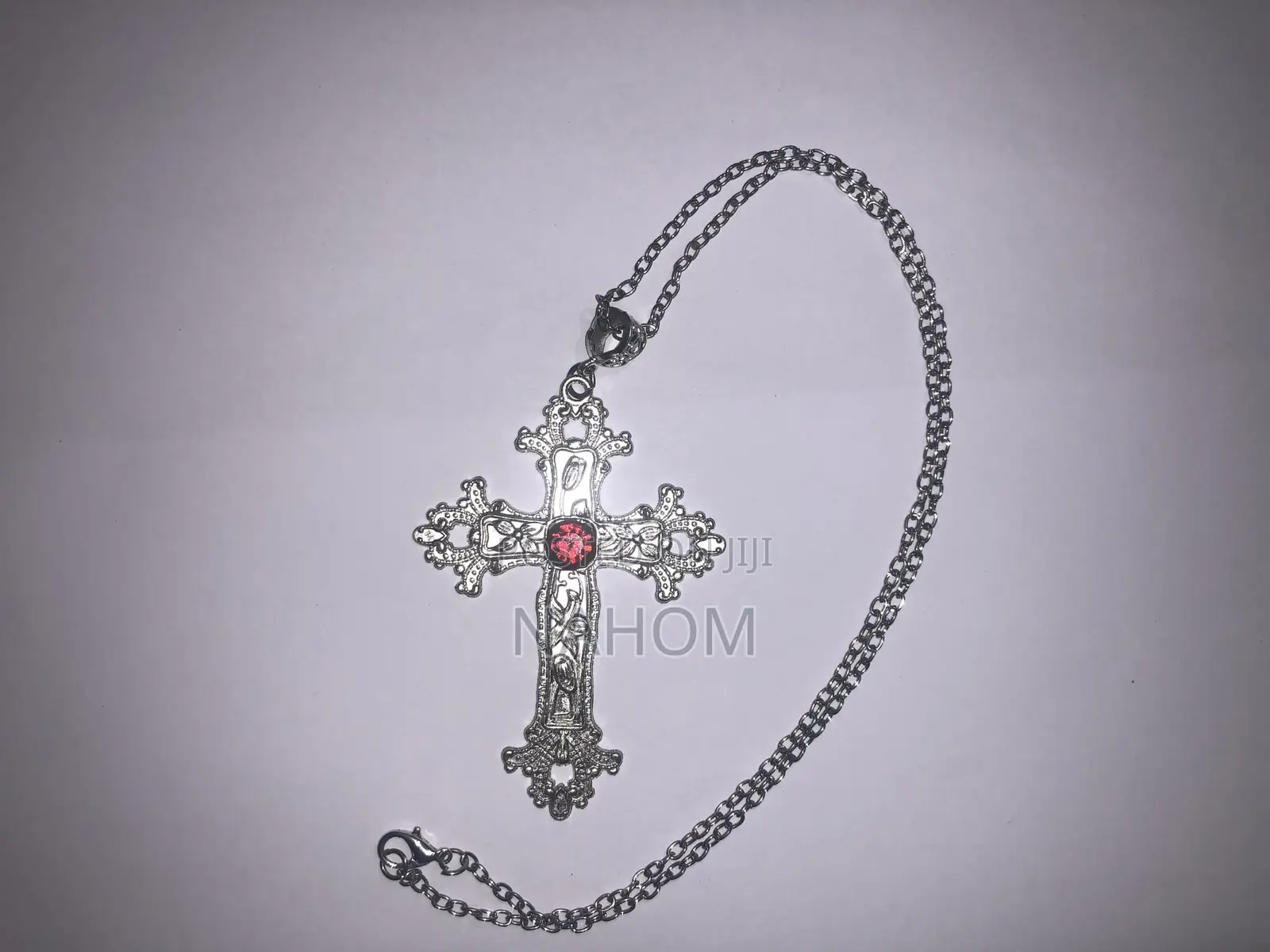 Punk Crystal Cross Pendant Necklace