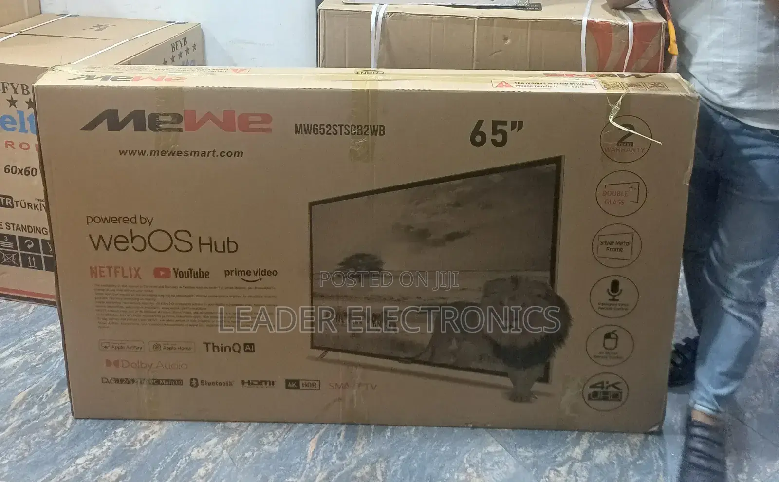 Mewe Tv 65" Smart Android Tv New 2025 Double Glass Tv Webos Hub