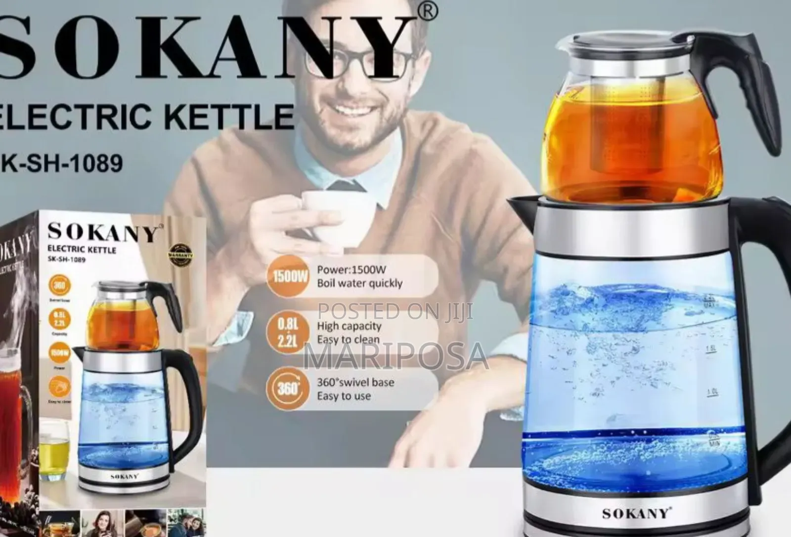 Sokany Tea Maker Electric Kettle + Tea Pot