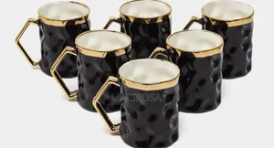 6 Set Ceramic Mug With Golden Stand