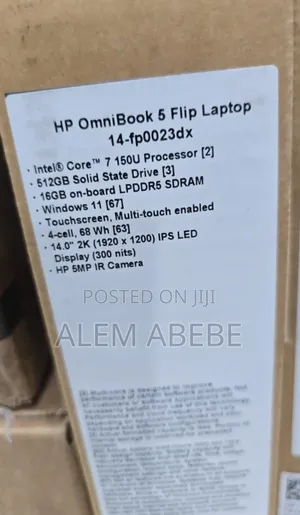 New Laptop HP OmniBook 5 Flip 16GB Intel Core i7 SSD 512GB