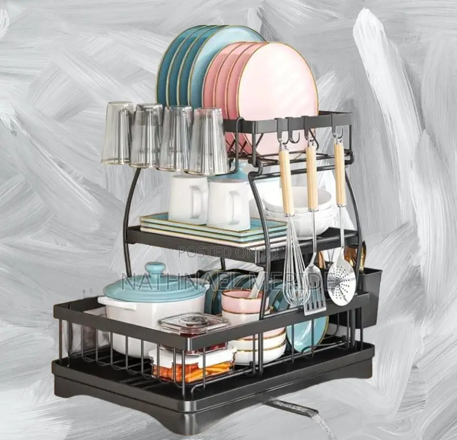 3 Tier Stainless Still Dish Drainer Rack ሰሀን ማድረቂያ መድርደሪያ