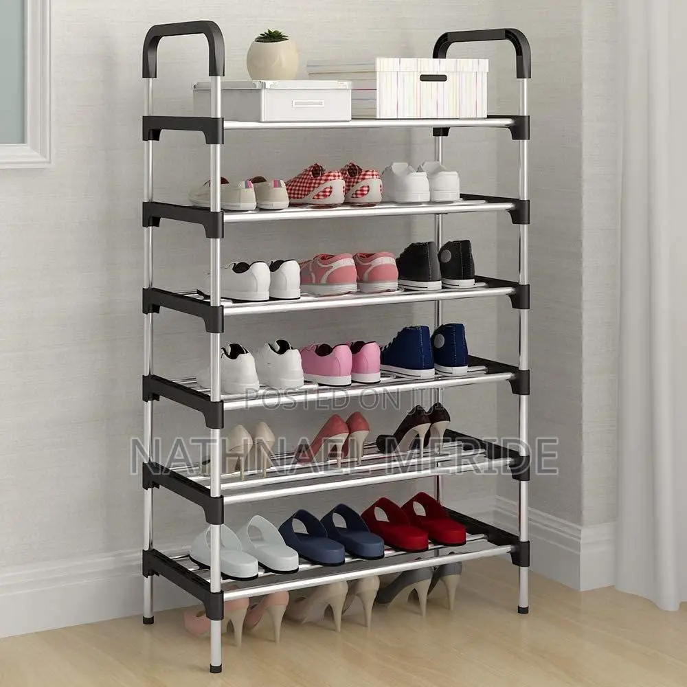 6 Layer Stainless Steel Shoes Rack ጫማ እና የተለያዩ ዕቃወች ማስቀመጫ