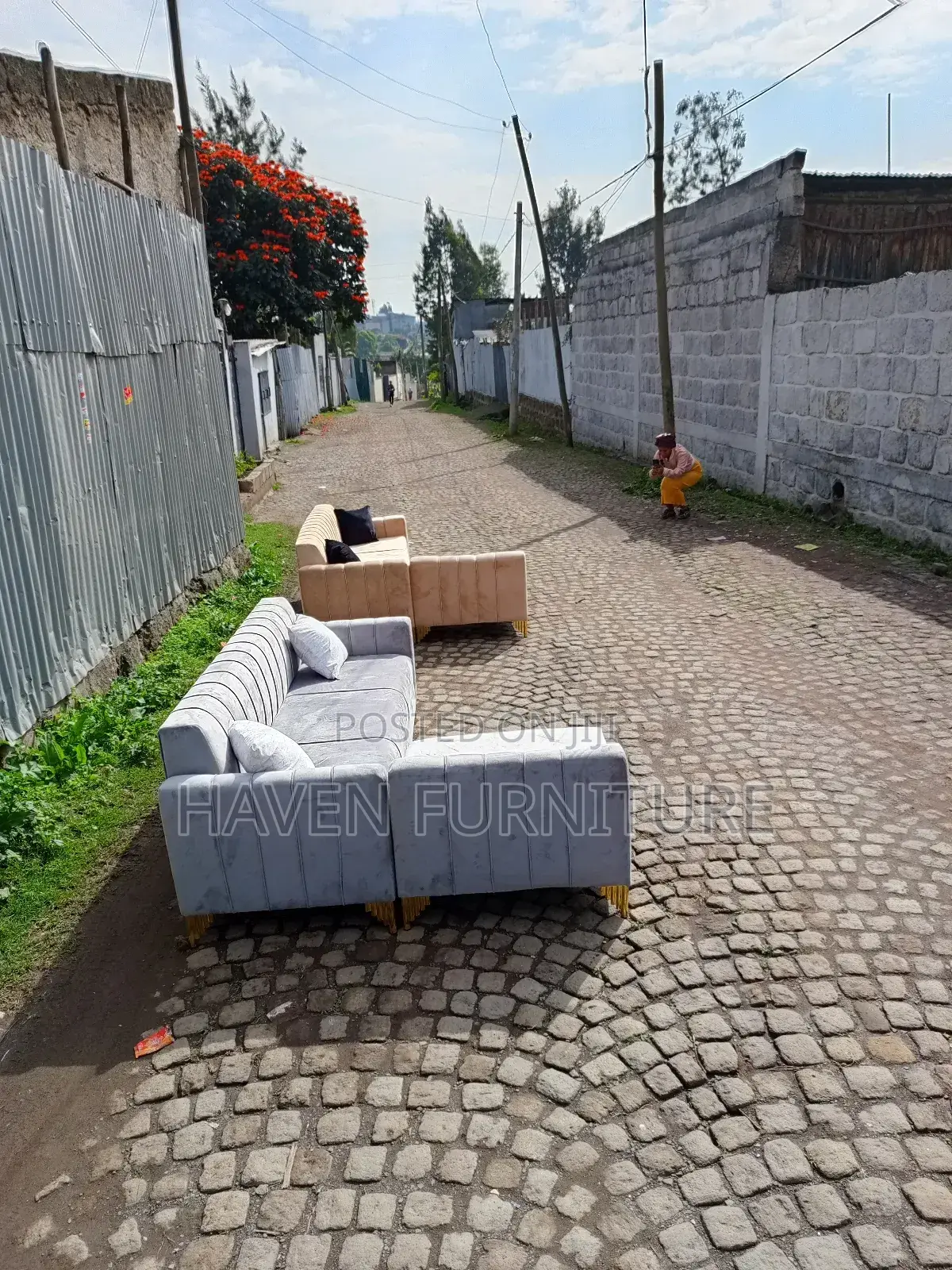 Sliver With Cream Sofas In