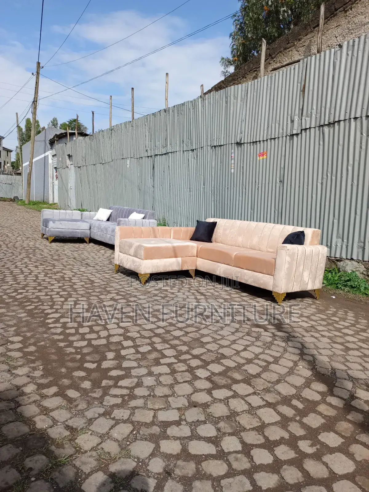 Cream and Sliver Sofas With One