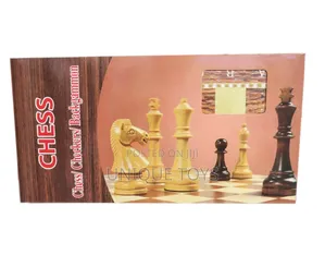 3-in-1 Classy Wooden Chess, Checkers Backgammon Board Game Set