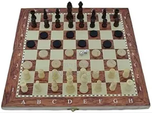 3-in-1 Classy Wooden Chess, Checkers Backgammon Board Game Set