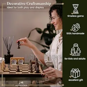 3-in-1 Classy Wooden Chess, Checkers Backgammon Board Game Set