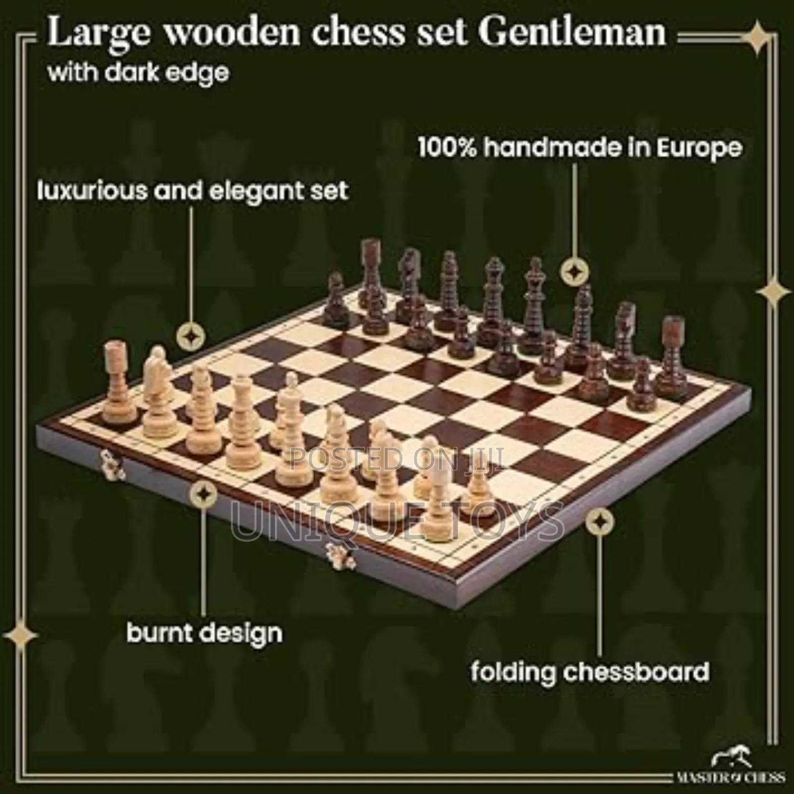3-in-1 Classy Wooden Chess, Checkers Backgammon Board Game Set