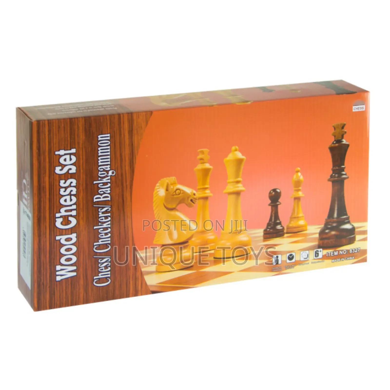 3-in-1 Classy Wooden Chess, Checkers Backgammon Board Game Set