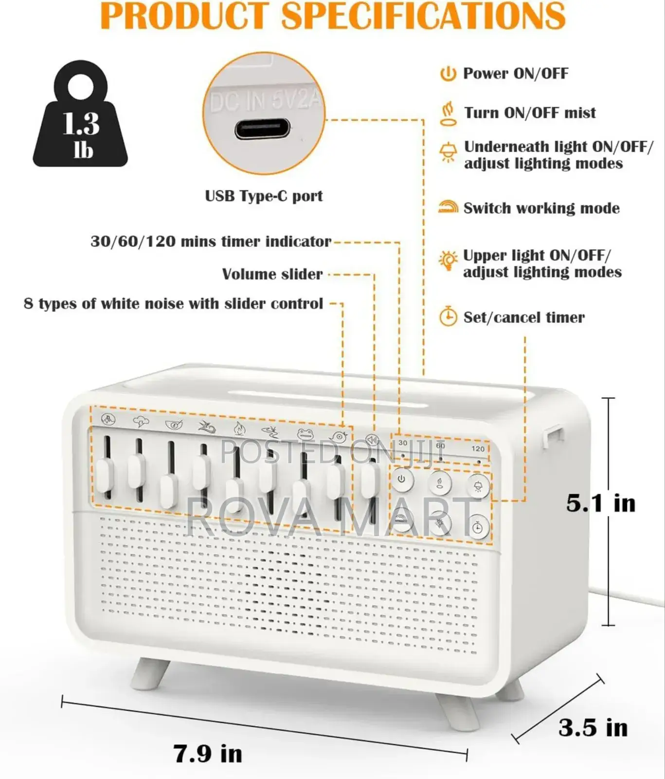 3-in-1 White Noise Machine With Humidifier Speaker