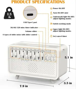 3-in-1 White Noise Machine With Humidifier Speaker