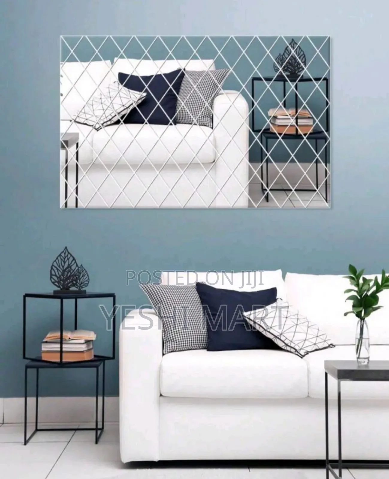 Rhombus Mosaic Mirrored Wallpaper, Self-Adhesive Flexible Mirror Film