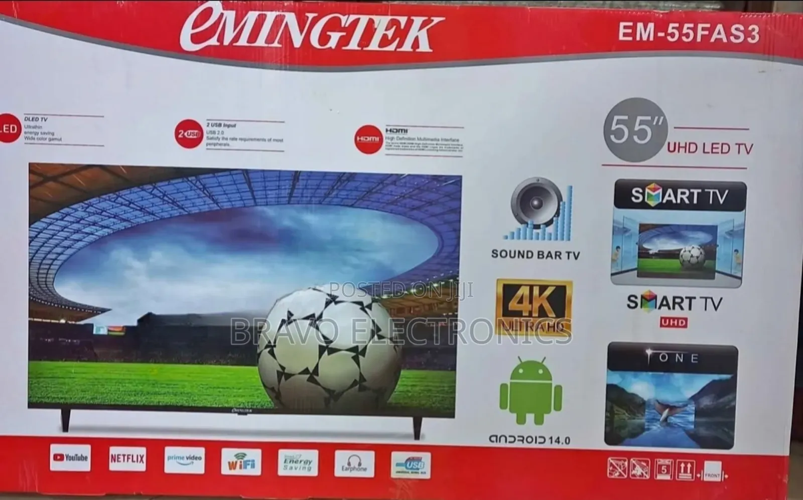 Emingtek 55" Frameless Android 14 Tv – Smart, Sleek Stunning!