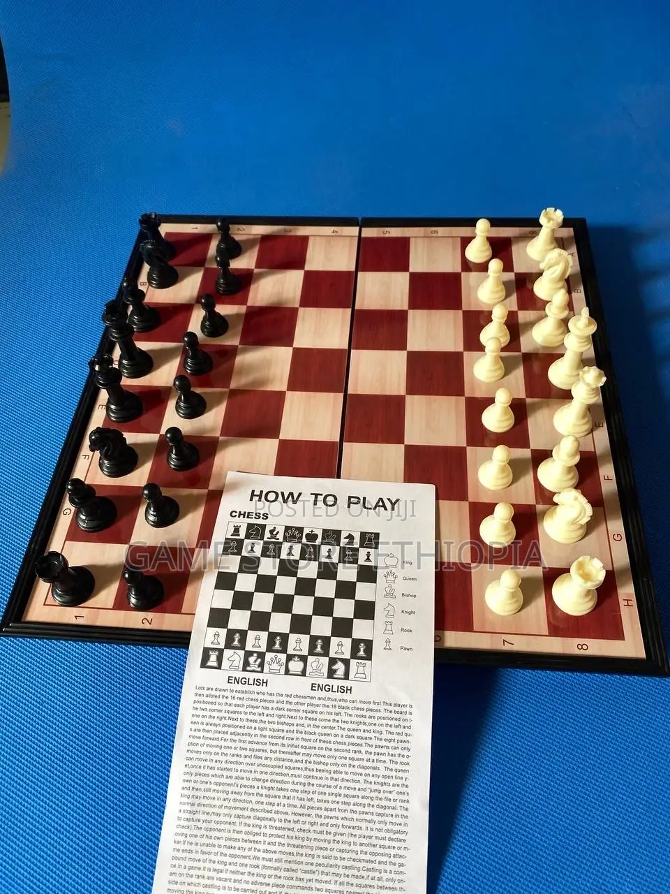 Non- Magnetic Foldable Chessboard Chess Game ታጣፊ ቼዝቦርድ