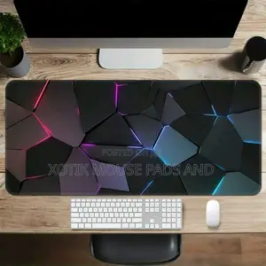 Photo - 3d Lined Geometric Pattern Large Gaming Mouse Pad - Desk Mat