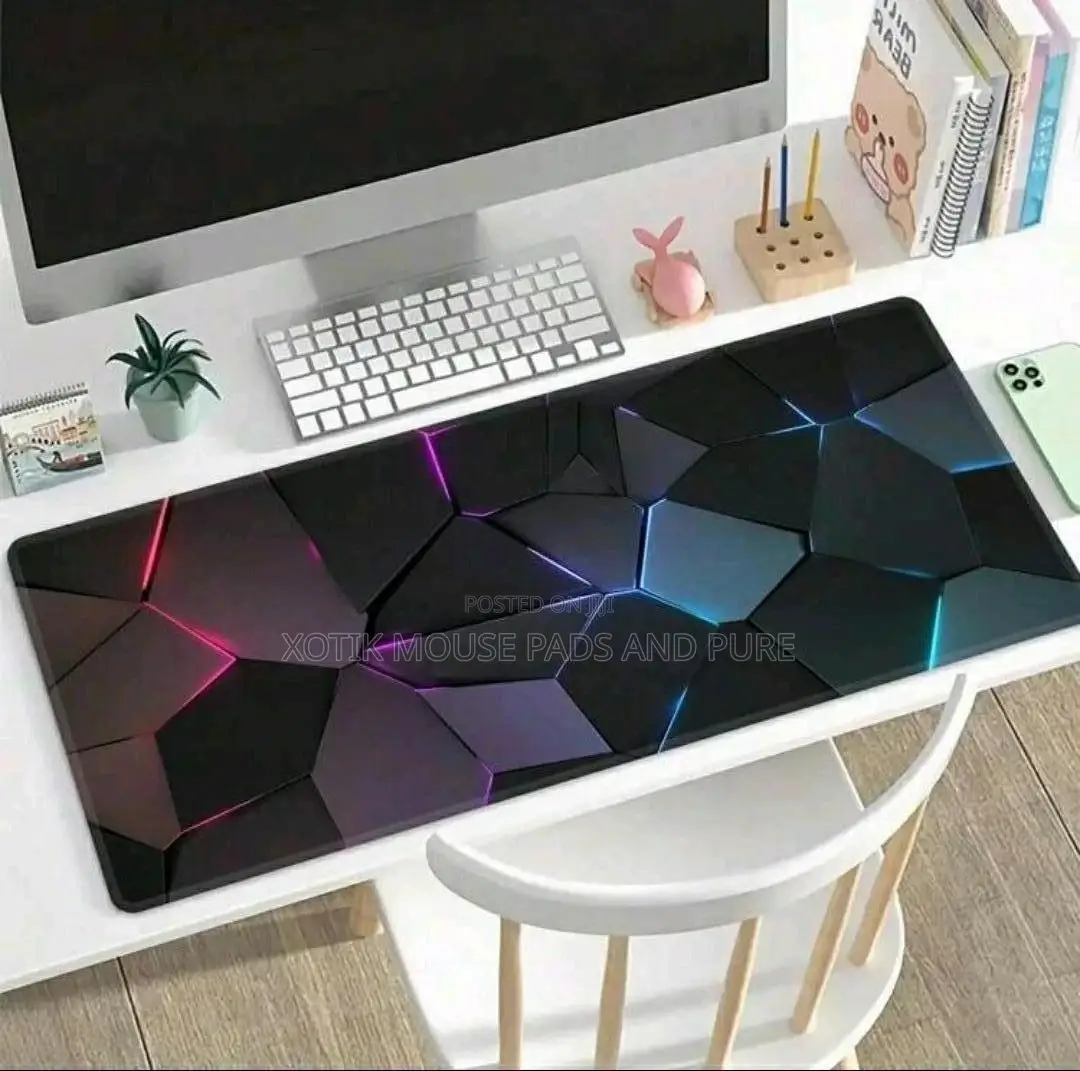 3d Lined Geometric Pattern Large Gaming Mouse Pad - Desk Mat