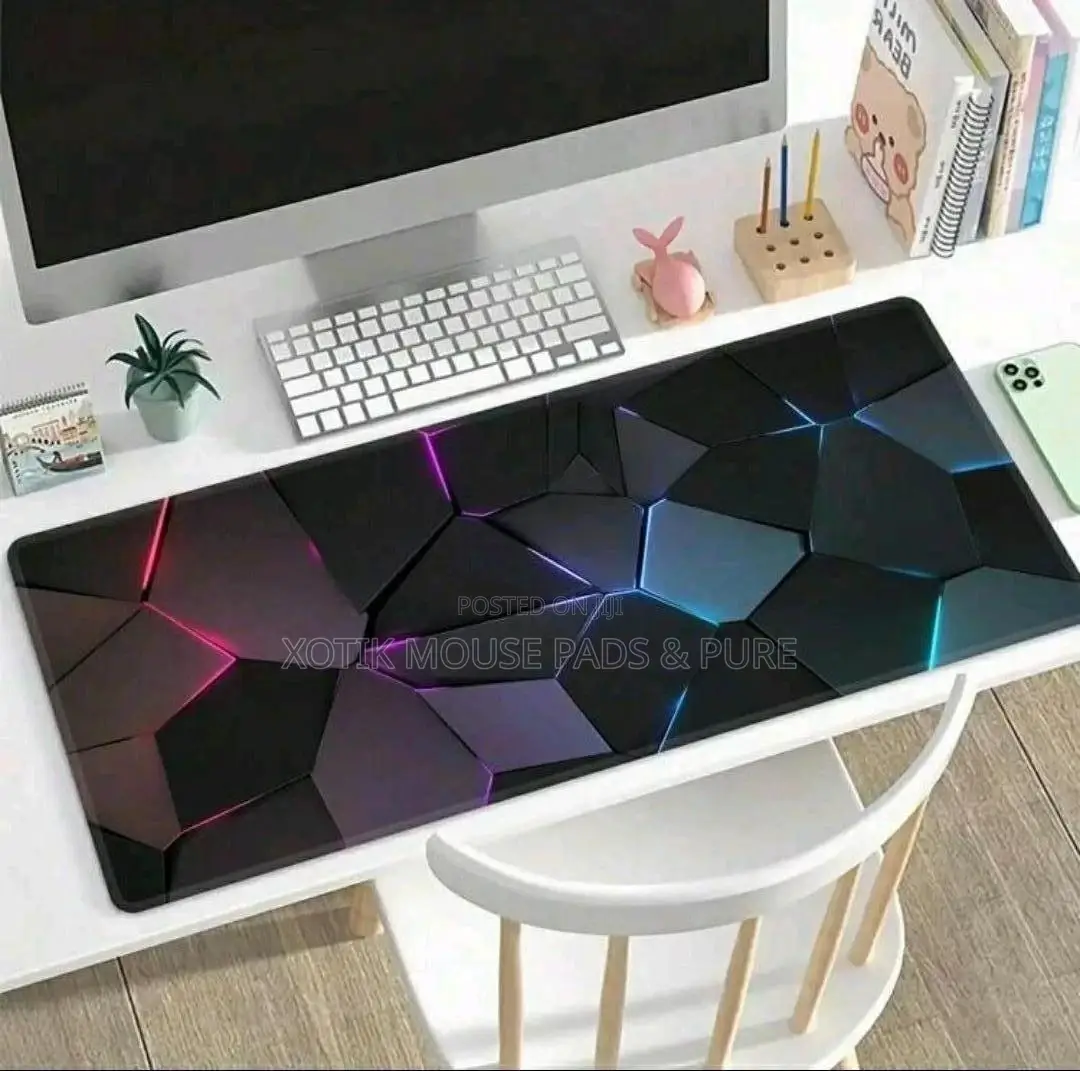 3d Lined Geometric Pattern Large Gaming Mouse Pad - Desk Mat