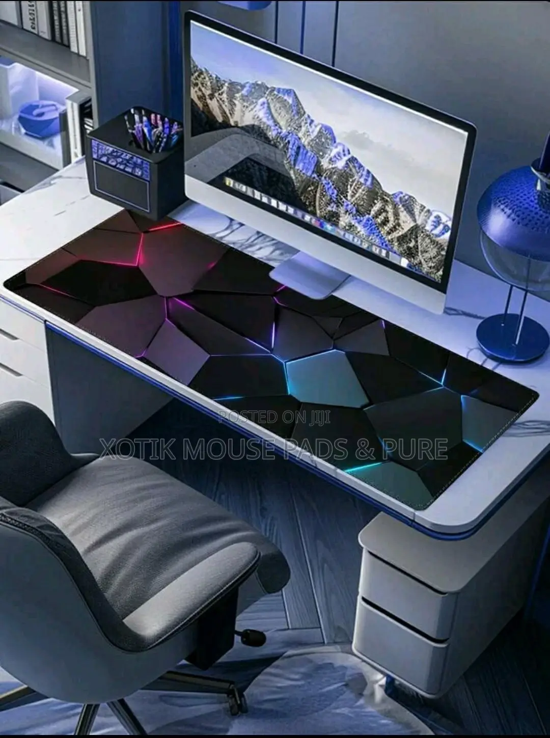 3d Lined Geometric Pattern Large Gaming Mouse Pad - Desk Mat