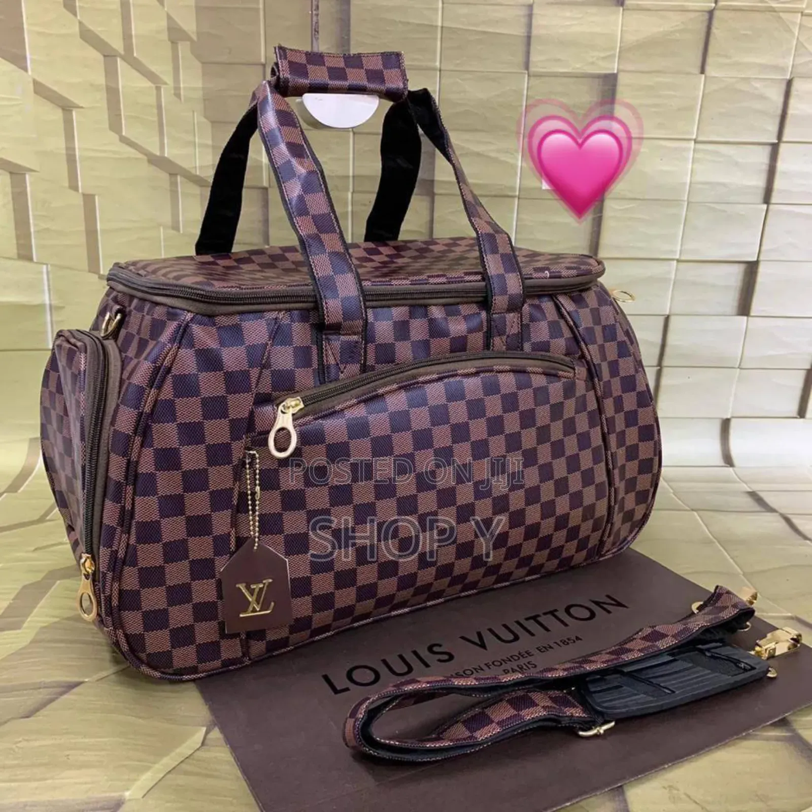 Louis Vuitton Travel Bag and Gym Bag With Long Adjustabl