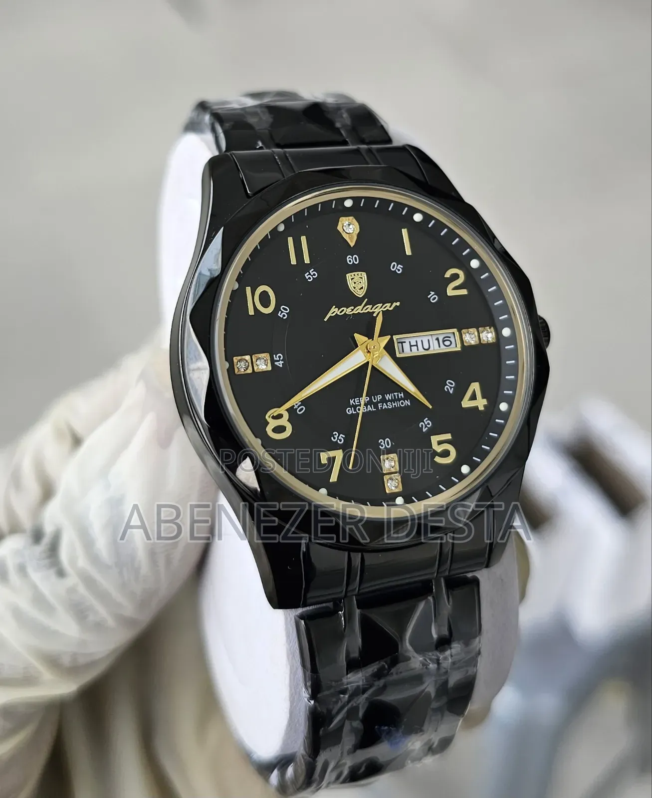 Poedagar Full Black Watch for Mens