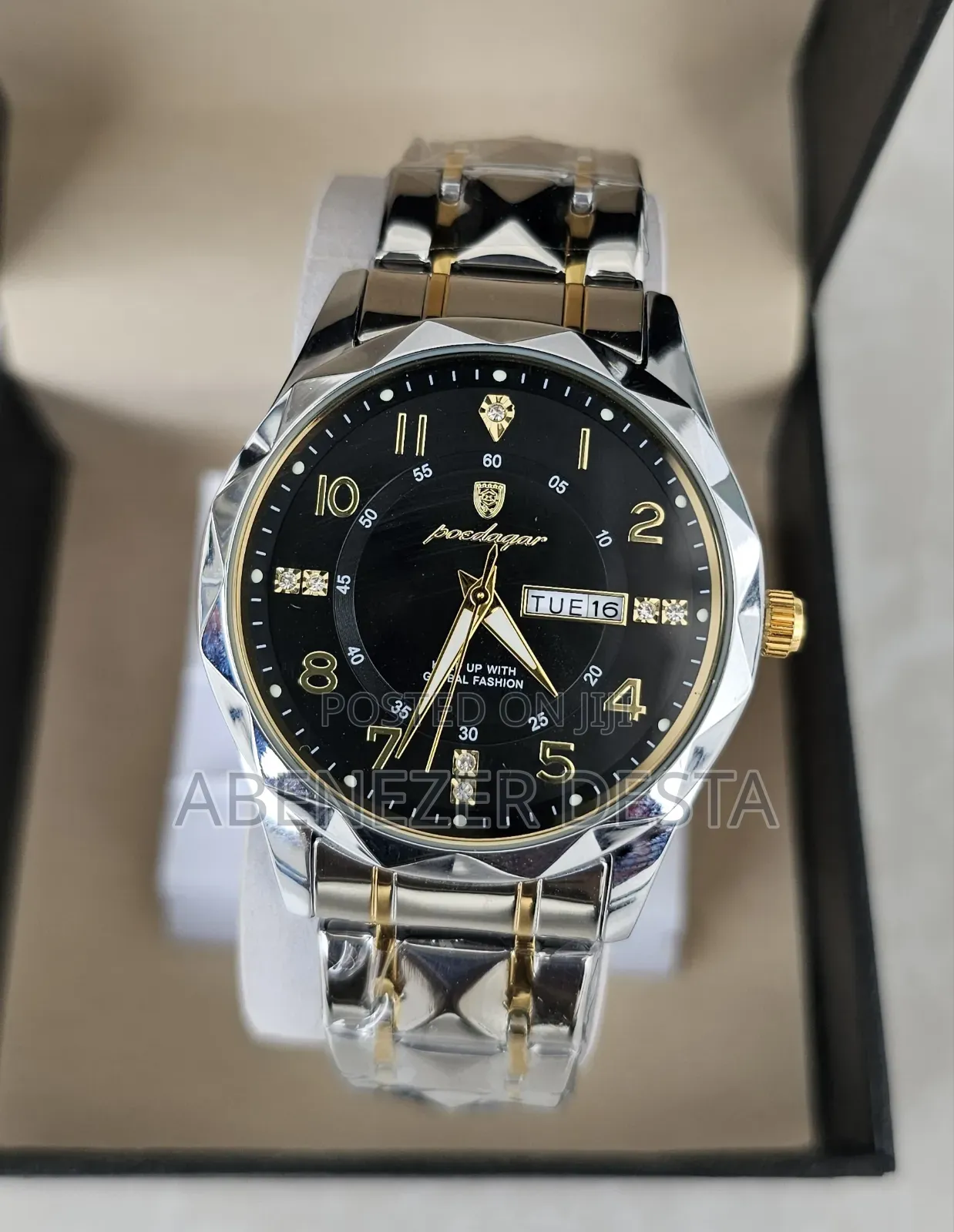 Poedagar Silver by Black Luxury Watch for Men Waterproof