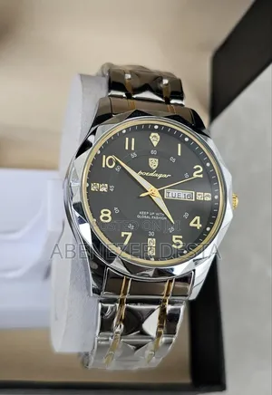 Poedagar Silver by Black Luxury Watch for Men Waterproof