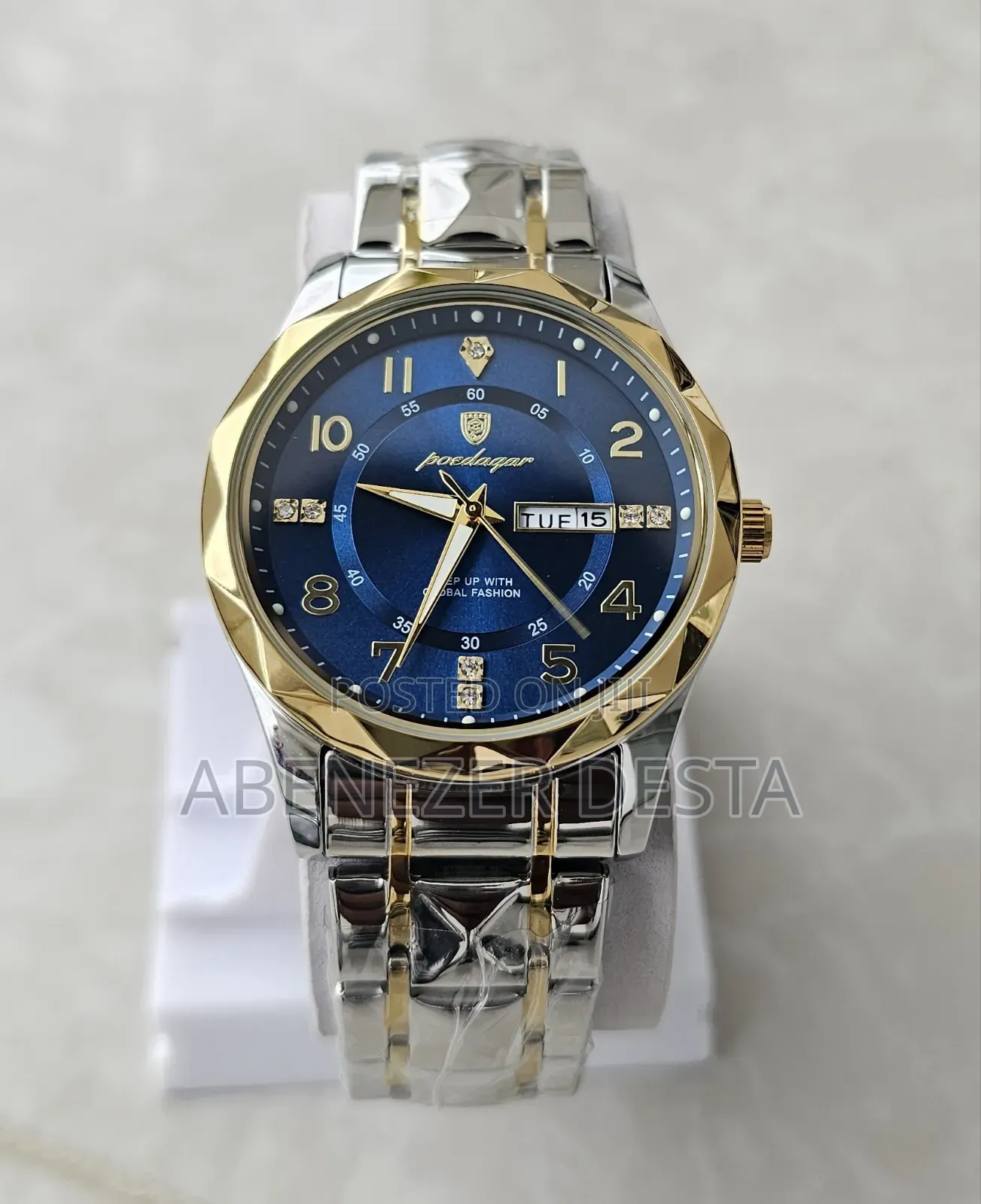 Poedagar Mens Watch Poedagar Golden Strip Blue