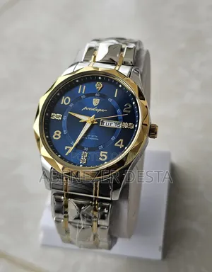 Poedagar Mens Watch Poedagar Golden Strip Blue