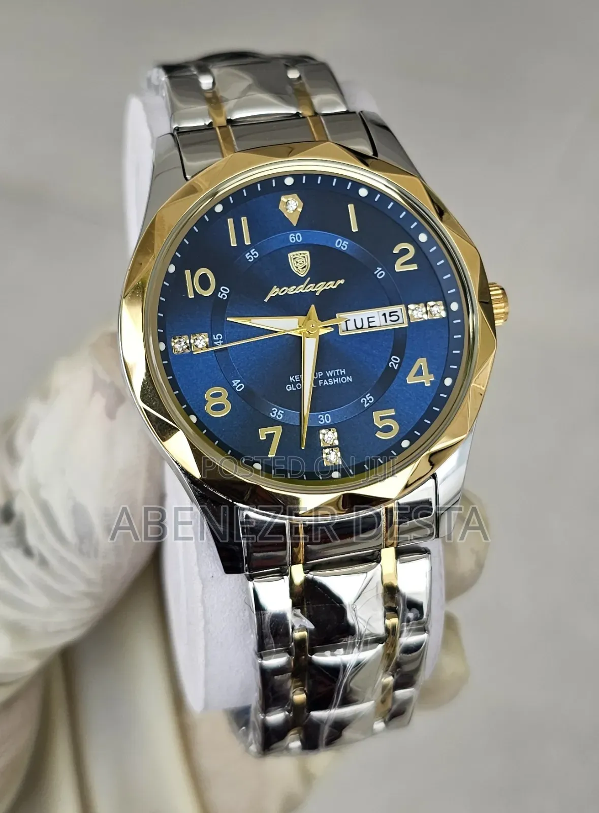 Poedagar Mens Watch Poedagar Golden Strip Blue