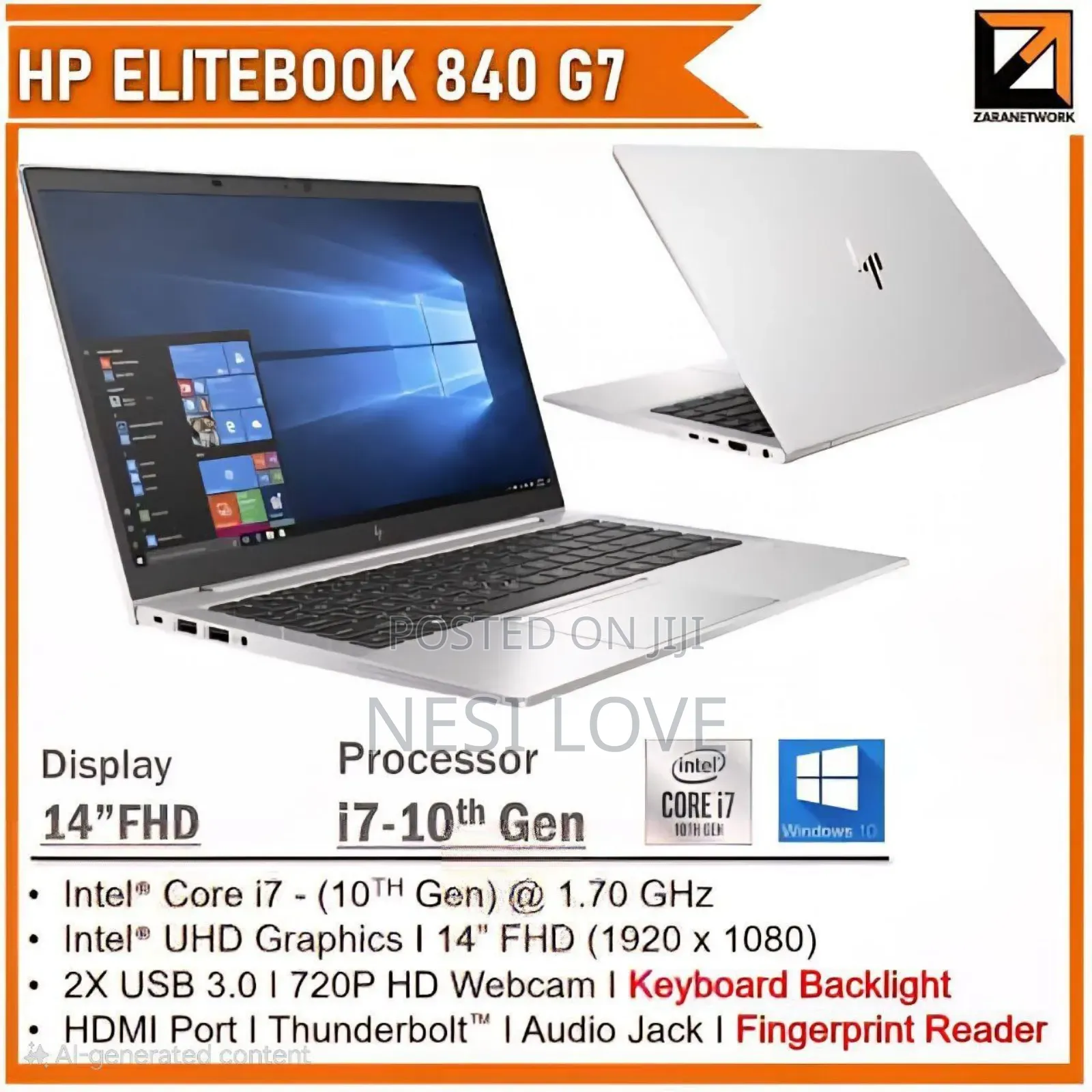 New Laptop HP EliteBook 840 G7 16GB Intel Core i7 SSD 512GB