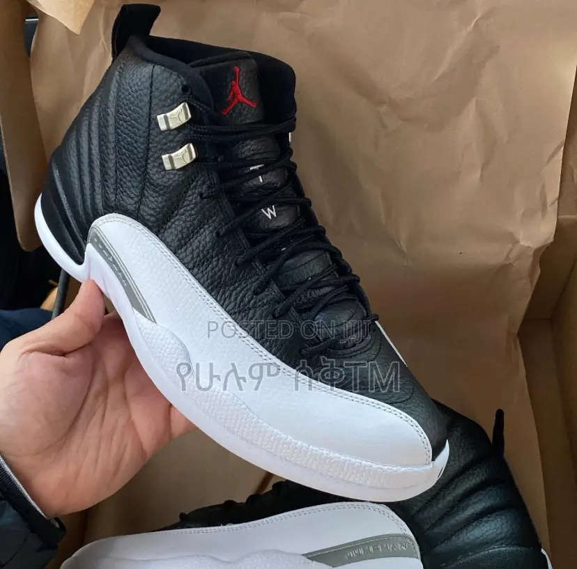 Air Jordan 12 Retro Play Off ‘Black White’ Men’S Hi Top Boots Shoes
