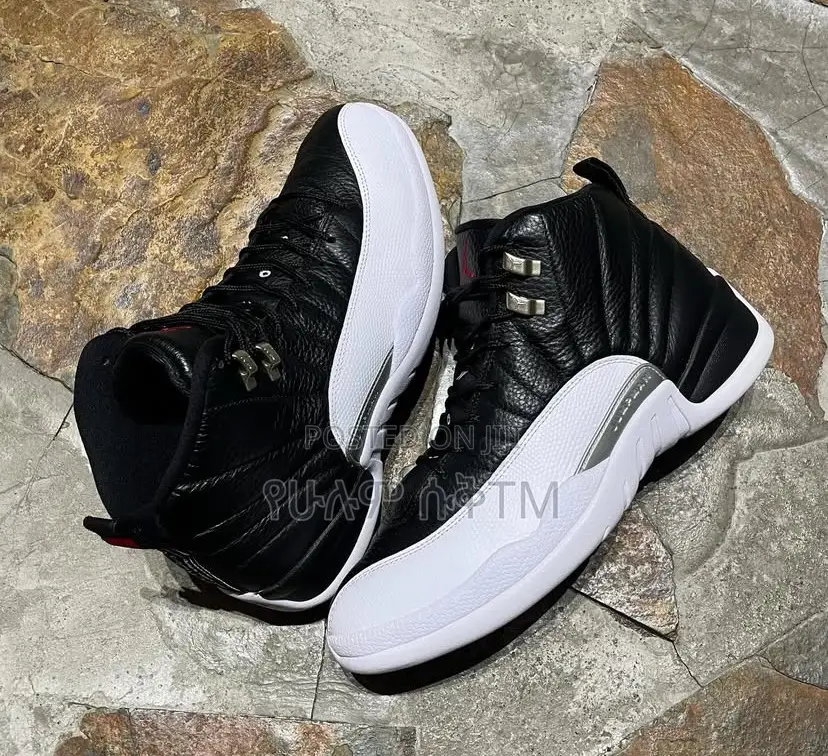 Air Jordan 12 Retro Play Off ‘Black White’ Men’S Hi Top Boots Shoes