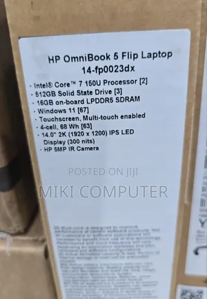 New Laptop HP OmniBook 5 16" 16GB Intel Core I7 SSD 512GB