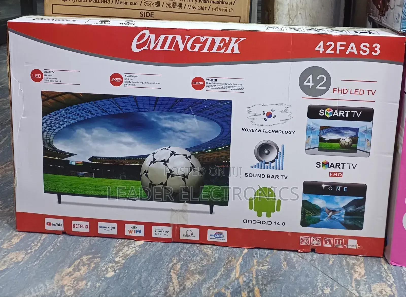 Emingtek Tv 42" Smart Android Tv Frameless Android Version 14.0 High Q