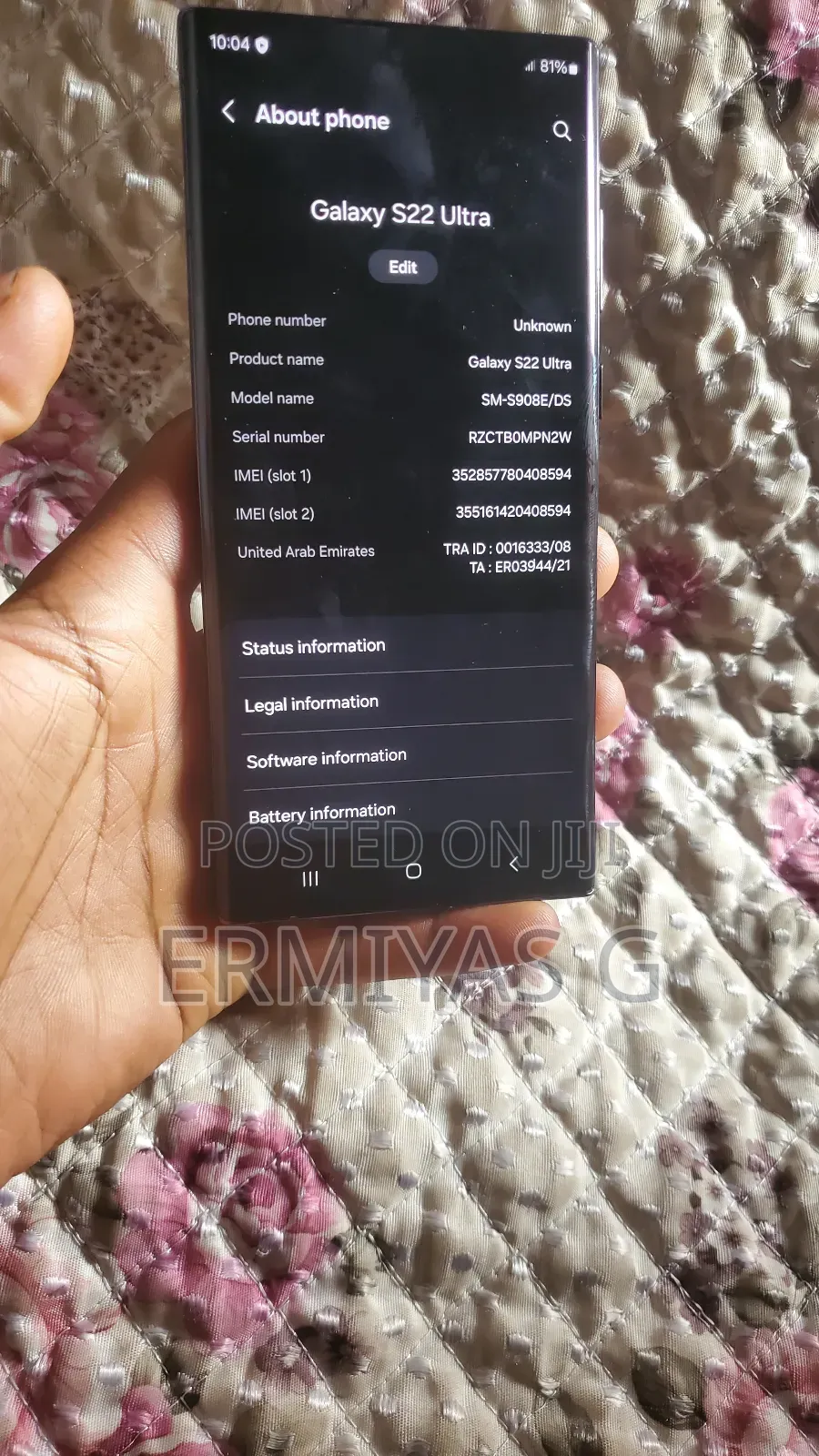 New Samsung Galaxy S22 Ultra 256 GB Black