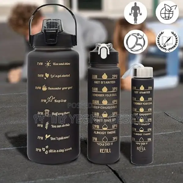 3-in-1 Motivational Water Bottle – 2000ml | 1000ml | 350ml