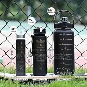 3-in-1 Motivational Water Bottle – 2000ml | 1000ml | 350ml
