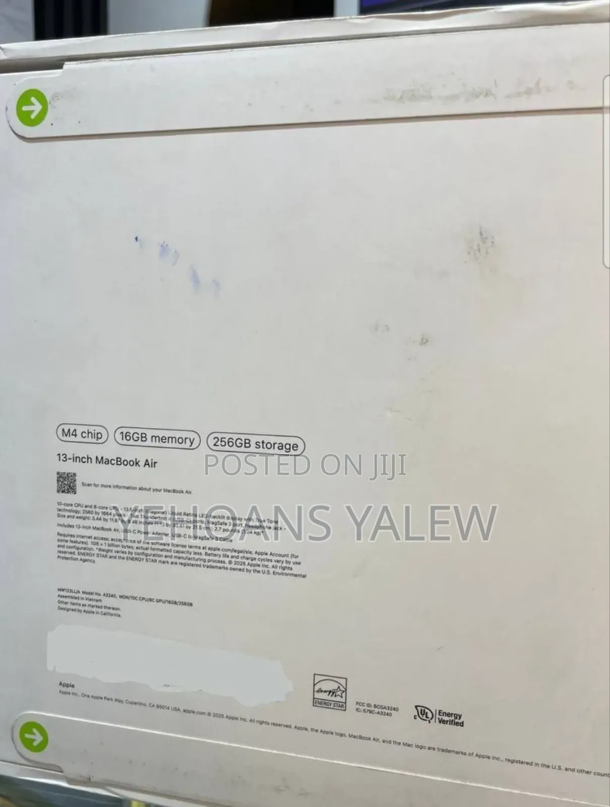 New Laptop Apple MacBook Air 2025 M4 13-Inch 16GB Apple M4 SSD 256GB