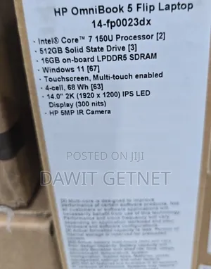 New Laptop HP OmniBook 5 Flip 16GB Intel Core I7 SSD 512GB
