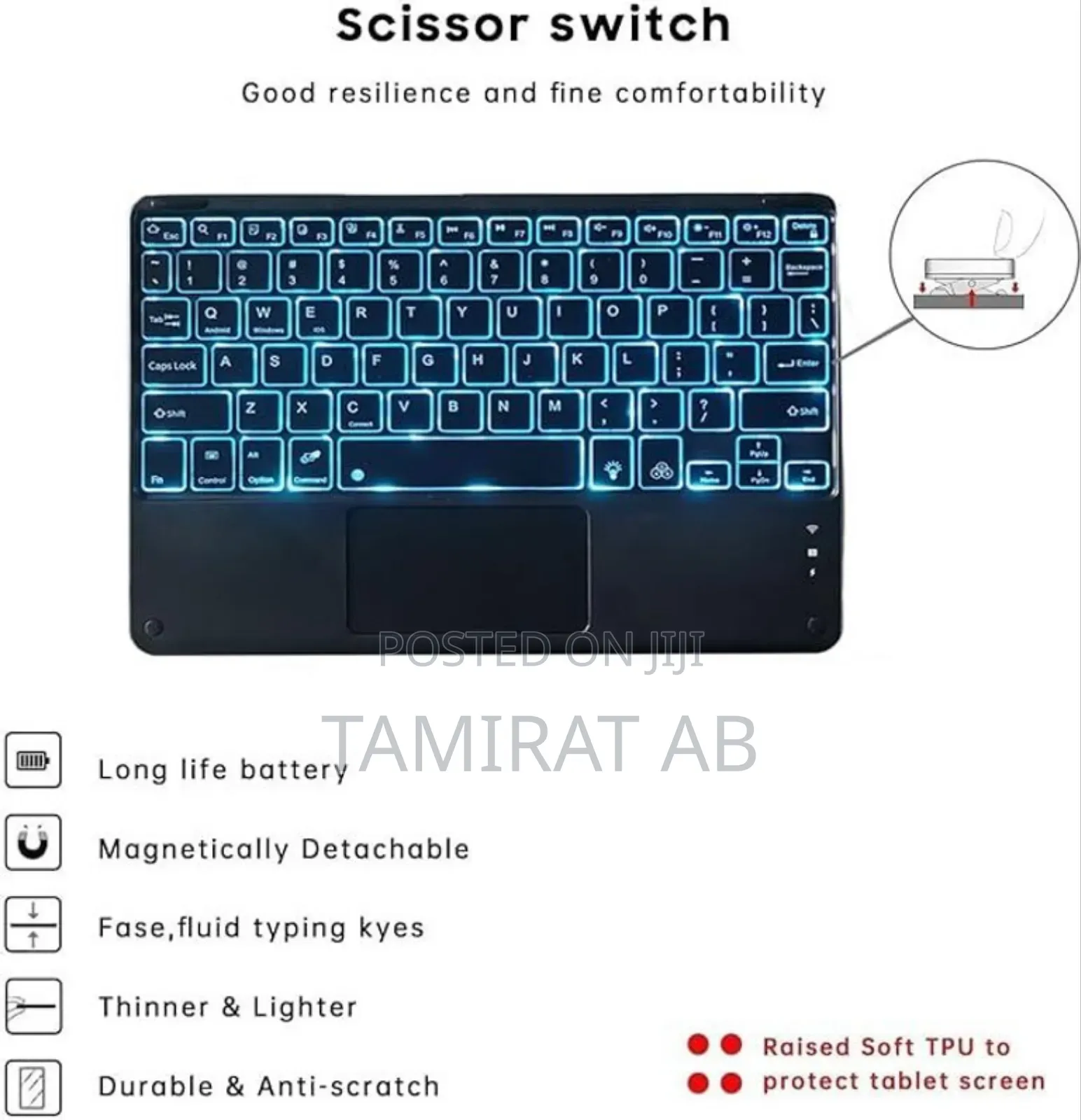 10inch Wireless Bluetooth Keyboard With Touchpad