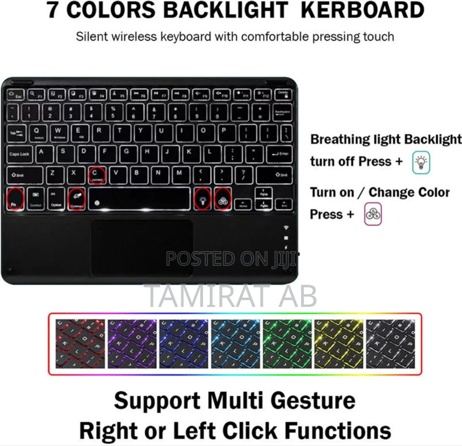 10inch Wireless Bluetooth Keyboard With Touchpad