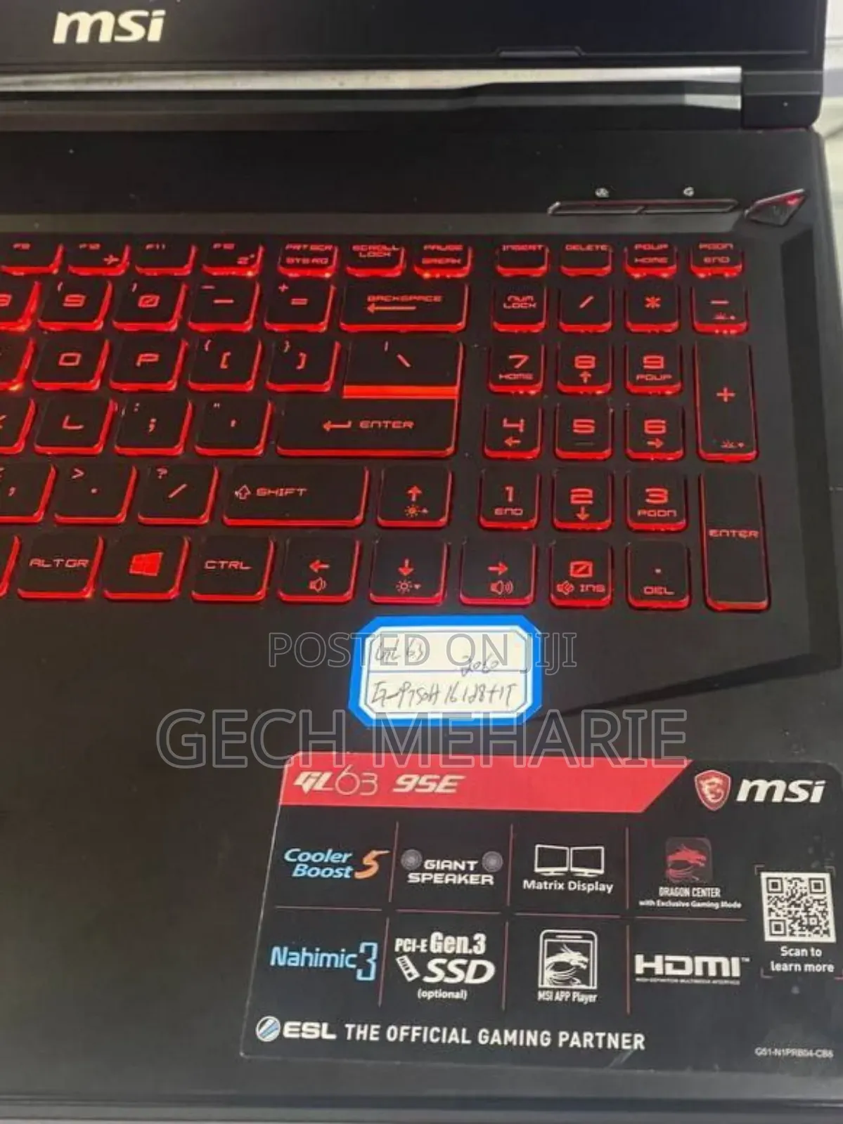 New Laptop MSI GF63 16GB Intel Core I7 SSD 512GB