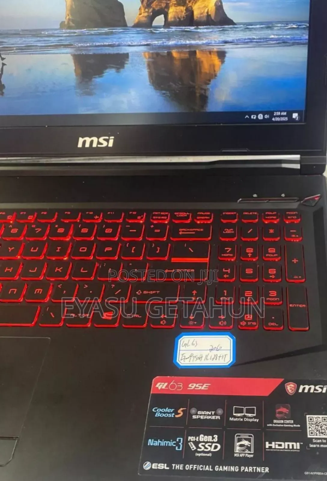 New Laptop MSI MSI Sword 15 16GB Intel Core I7 SSD 512GB