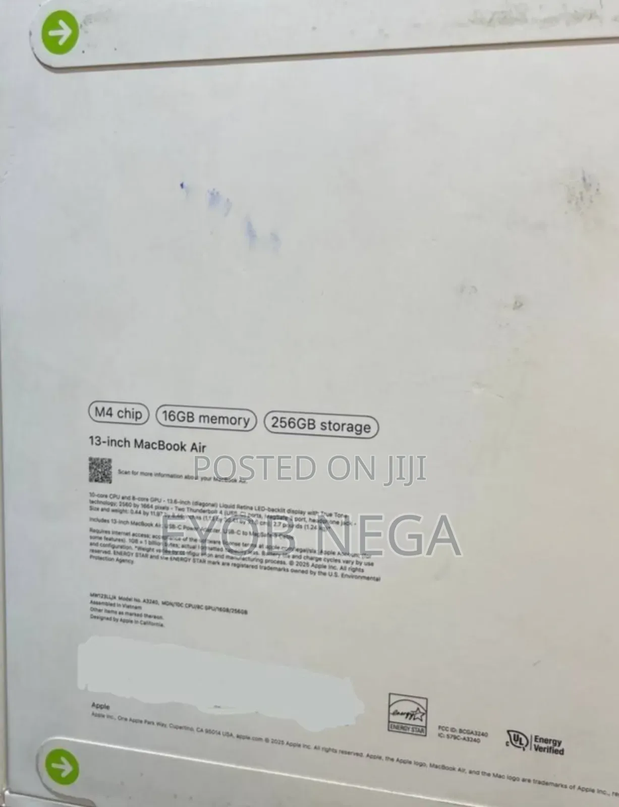 New Laptop Apple MacBook Air 2025 M4 13-Inch 16GB Apple M4 SSD 256GB