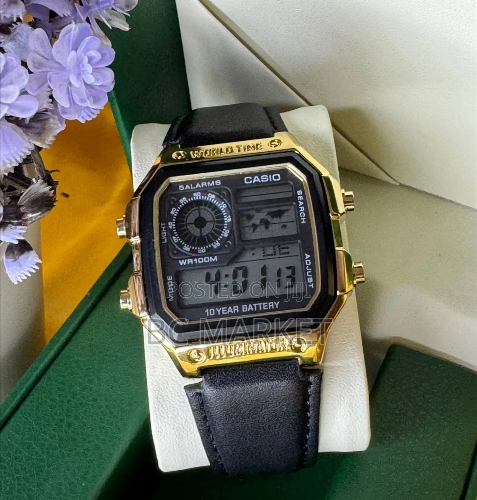 Casio Leather Strap Watch With Color Options