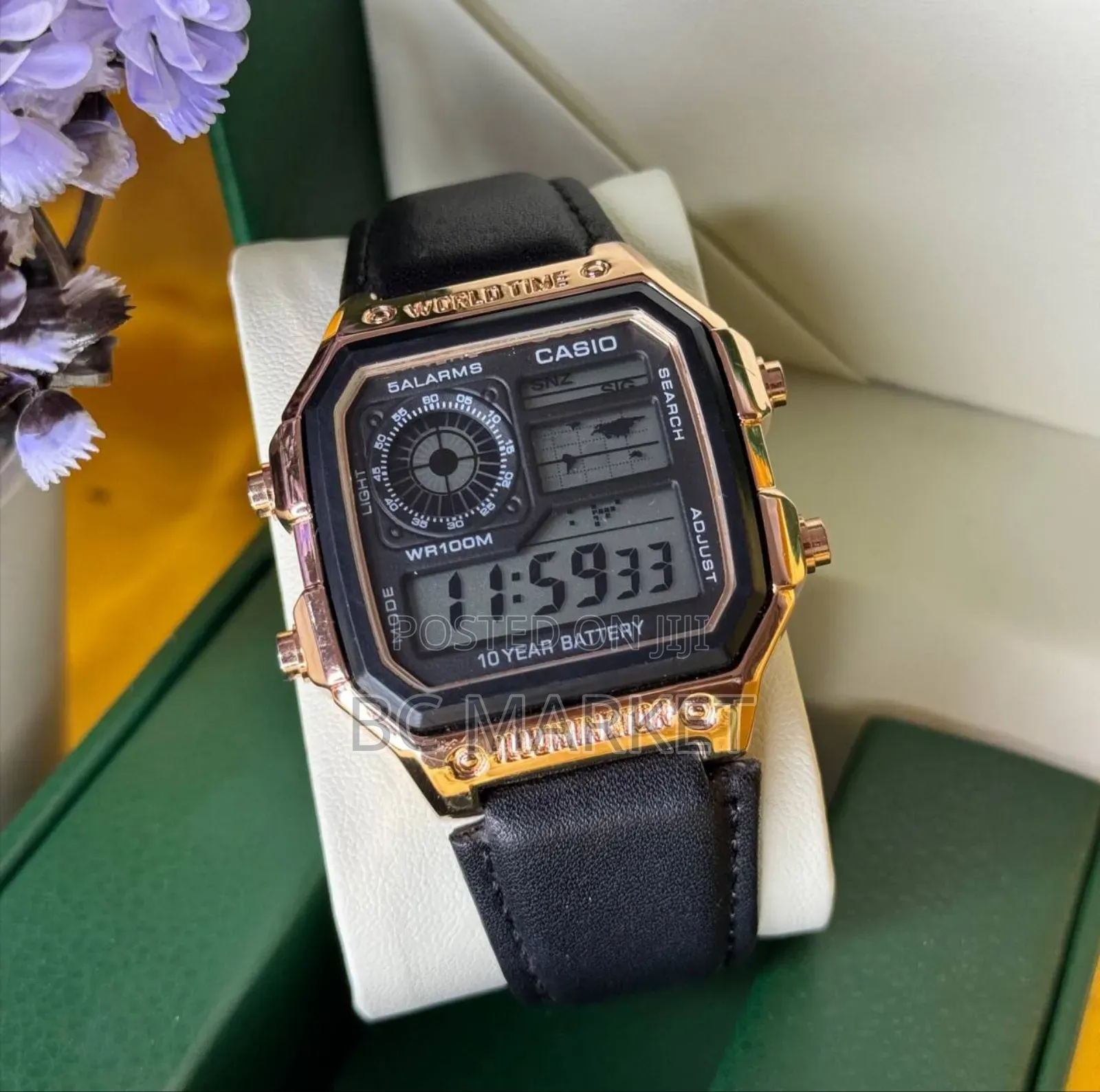 Casio Leather Strap Watch With Color Options