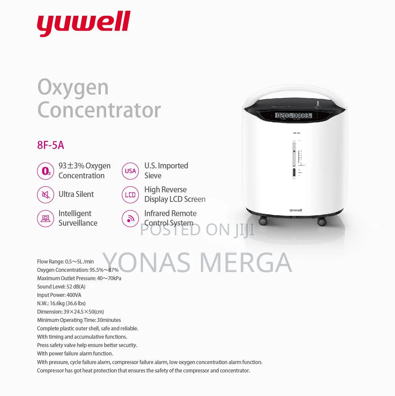 Yuwell Oxygen Concentrator Use Pressure Swing Adsorption Technology