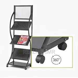 4-Tier Metal Magazine Rack With Wheels