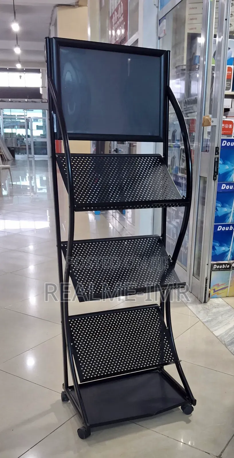 4-Tier Metal Magazine Rack With Wheels